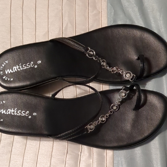 Matisse Shoes - Matisse Black Sandals with Jeweled T-Strap Design